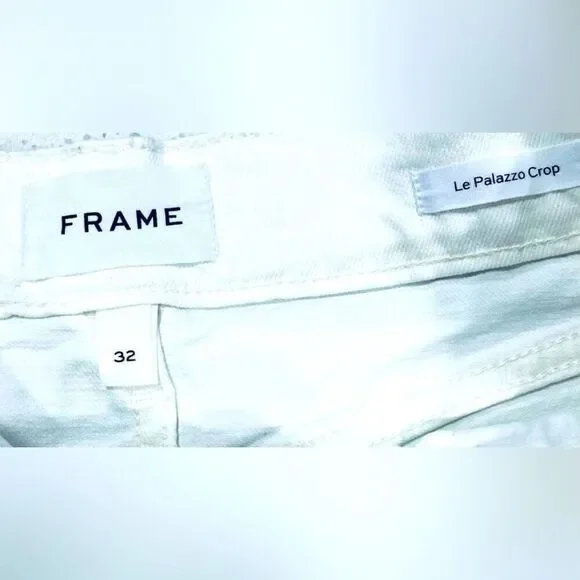 Frame Le Palazzo Crop Wide Leg/Flare Frayed Hem Jeans 32x28 Stretch Denim LNWT - Picture 11 of 11